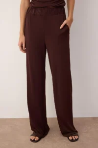 TRENDYOLMİLLA Brown Carmen Collar Flexible Knitting Blouse/Pants Top and Bottom Set - Image 3