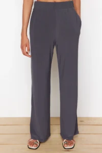 TRENDYOLMİLLA Anthracite Carmen Collar Flexible Knitting Blouse/Pants Top and Bottom Set - Image 5