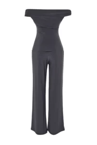 TRENDYOLMİLLA Anthracite Carmen Collar Flexible Knitting Blouse/Pants Top and Bottom Set - Image 8
