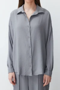 TRENDYOLMİLLA Gray Weaving Shirt-Pants Aerobin Set - Image 5