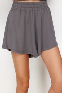 TRENDYOLMİLLA Anthracite Soft Touch T-Shirt and Shorts Knitting Top and Bottom Set - Image 5