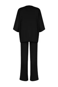 TRENDYOLMİLLA Black relaxed/Rahat Kesim Knitting Kimona Pants Top and Bottom Set - Image 8