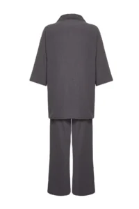 TRENDYOLMİLLA Smoke Gray relaxed/Rahat Kesim Knitting Kimona Pants Top and Bottom Set - Image 8