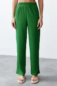 TRENDYOLMİLLA Green relaxed/Rahat Kesim Knitting Kimona Pants Top and Bottom Set - Image 5