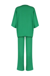 TRENDYOLMİLLA Green relaxed/Rahat Kesim Knitting Kimona Pants Top and Bottom Set - Image 8