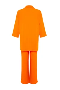 TRENDYOLMİLLA Orange relaxed/Rahat Kesim Knitting Kimona Pants Top and Bottom Set - Image 8