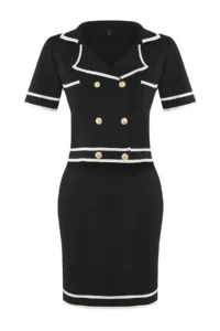 TRENDYOLMİLLA Black Super Crop/Short Jacket/Skirt Knitwear Top and Bottom Set - Image 8