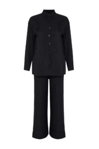 TRENDYOLMİLLA Black Weaving Shirt-Pants Apoletli Set - Image 7