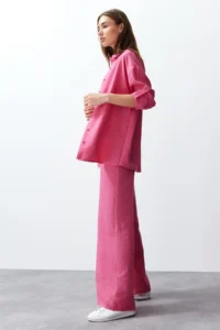 TRENDYOLMİLLA Fuchsia Weaving Shirt-Pants Apoletli Set - Image 2