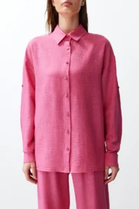 TRENDYOLMİLLA Fuchsia Weaving Shirt-Pants Apoletli Set - Image 4