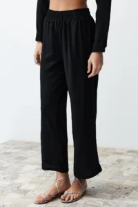 TRENDYOLMİLLA Black Weaving buttoned Shirt-Pants Set - Image 5