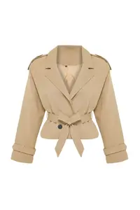 TRENDYOLMİLLA Mink Premium Weaving Crop Blazer Jacket - Image 6