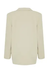 TRENDYOLMİLLA Stone Oversized Plain Kesim Basic Double breasted Weaving Blazer Jacket - Image 10