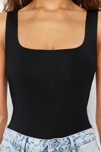 TRENDYOLMİLLA Black Fitted Back Detailed Square Neck snaps Flexible Knitting Bodysuit .D.00026 - Image 4