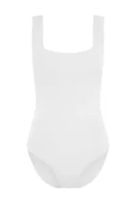 TRENDYOLMİLLA White Fitted Back Detailed Square Neck snaps Flexible Knitting Bodysuit .D.00026 - Image 7