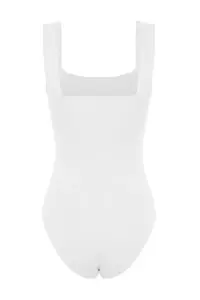 TRENDYOLMİLLA White Fitted Back Detailed Square Neck snaps Flexible Knitting Bodysuit .D.00026 - Image 8