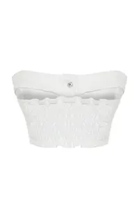 TRENDYOLMİLLA White Front buttoned Strapless Collar Mini denim Bustier - Image 8