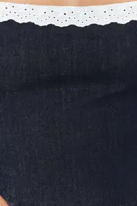 TRENDYOLMİLLA Dark Blue Lace Collar Detailed Sleeveless denim comfort/Flexible Crop Bustier - Image 4