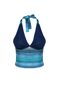 TRENDYOLMİLLA Indigo Barbell Neck Fitted Flexible Crop Knitting Blouse - Image 10