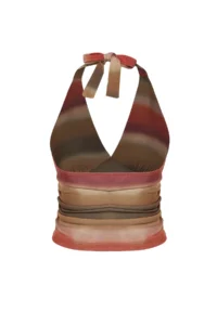 TRENDYOLMİLLA Multicolored Barbell Neck Fitted Patterned Crop Flexible Knitting Blouse - Image 7