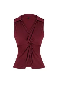 TRENDYOLMİLLA Burgundy Fitted Polo Shirt Collar Flexible Knitting Blouse - Image 7