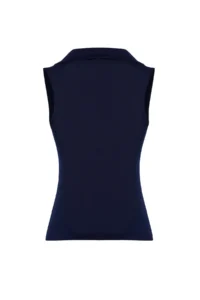 TRENDYOLMİLLA Navy Blue Fitted Polo Shirt Collar Flexible Knitting Blouse - Image 7
