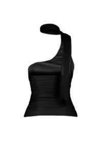 TRENDYOLMİLLA Black Barbell Neck Shirred Lined Flexible Tulle Knitting Blouse - Image 8