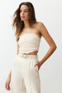 TRENDYOLMİLLA Stone Strapless Shirred Flexible Knitting Blouse - Image 2