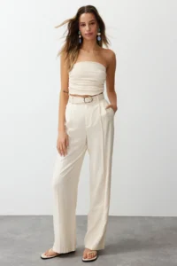 TRENDYOLMİLLA Stone Strapless Shirred Flexible Knitting Blouse - Image 3