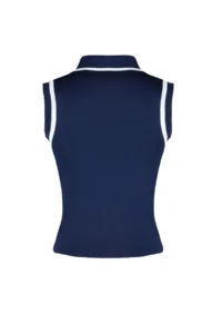 TRENDYOLMİLLA Navy Blue Polo Shirt Collar Color Bloklu Blouse - Image 12