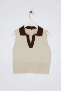 TRENDYOLMİLLA Stone Polo Shirt Shirt Collar T-Shirt Look Blouse