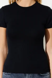 TRENDYOLMİLLA Black Viscous/Soft Material Body-fitting Flexible Knitting Blouse - Image 4