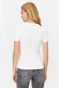 TRENDYOLMİLLA Ecru Viscous/Soft Material Flexible Knitting Blouse - Image 6