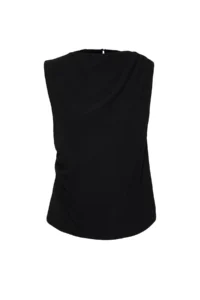 TRENDYOLMİLLA Black Ruffle Detailed Crew Neck Sleeveless Weaving Blouse - Image 9