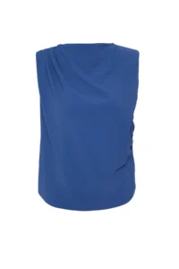 TRENDYOLMİLLA Navy Blue Ruffle Detailed Crew Neck Sleeveless Weaving Blouse - Image 7