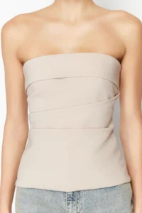 TRENDYOLMİLLA Mink Strapless Fitted Drapeli Weaving Blouse - Image 5