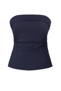 TRENDYOLMİLLA Dark Navy Strapless Fitted Drapeli Weaving  Weaving Blouse - Image 6