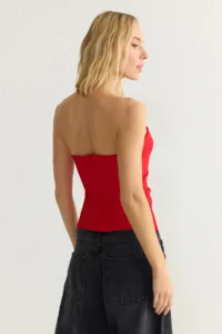 TRENDYOLMİLLA Rejection Strapless Fitted Drapeli Weaving Blouse - Image 5