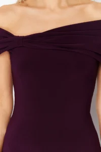 TRENDYOLMİLLA Plum Carmen Collar Fitted Flexible Crop Knitting Madonna Collar Blouse - Image 4