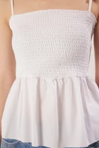 TRENDYOLMİLLA Ecru Cotton Poplin Fitted Detailed Sleeveless Gipelli Flexible Knitting Blouse - Image 4