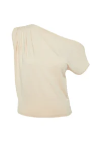 TRENDYOLMİLLA Stone Regular/Normal Pattern Asymmetric Collar Zero Sleeve Flexible Knitting Blouse - Image 8