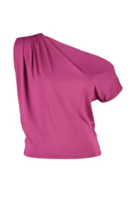 TRENDYOLMİLLA Fuchsia Regular/Normal Pattern Asymmetric Collar Zero Sleeve Flexible Knitting Blouse - Image 7