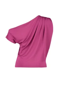 TRENDYOLMİLLA Fuchsia Regular/Normal Pattern Asymmetric Collar Zero Sleeve Flexible Knitting Blouse - Image 8