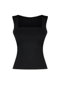 TRENDYOLMİLLA Black Plain Square Neck Sleeveless Shirred Fitted Flexible Knitting Blouse - Image 7