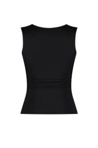 TRENDYOLMİLLA Black Plain Square Neck Sleeveless Shirred Fitted Flexible Knitting Blouse - Image 8