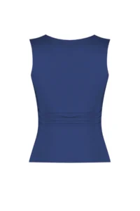 TRENDYOLMİLLA Indigo Plain Square Neck Sleeveless Shirred Fitted Flexible Knitting Blouse - Image 7