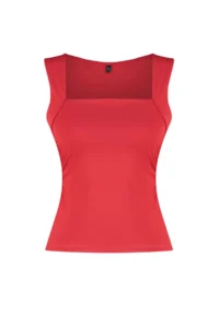 TRENDYOLMİLLA Rejection Plain Square Neck Sleeveless Shirred Fitted Flexible Knitting Blouse - Image 7