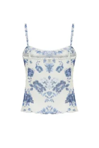 TRENDYOLMİLLA Mavi Floral Printed Adjustable Sleeveless textured Sleeveless Flexible Knitting Blouse - Image 8