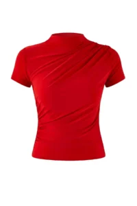 TRENDYOLMİLLA Rejection Drapeli Fitted Short Sleeve Dog collar Flexible Knitting Blouse - Image 5