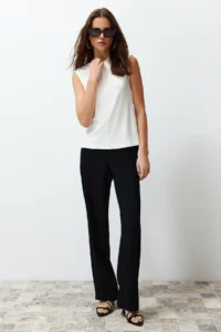TRENDYOLMİLLA Ecru Viscous/Soft Material Fitted/Flexible Knitting Blouse - Image 2